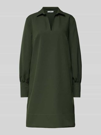 0039 Italy 0039 Italy Knielanges Kleid mit Umlegekragen und V-Ausschnitt in Oliv, Gr&ouml;&szlig;e XS