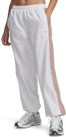 Under Armour Icon Water Repellent Crinkle Pants in White /Khaki /Pink at Nordstrom, Size Xx-Large