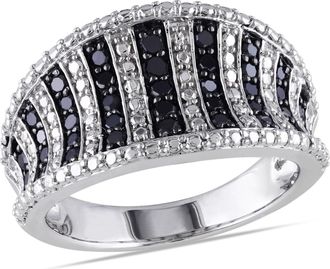 Mimi & Max 1/2ct TW Black Diamond Pave Cocktail Ring Sterling Silver