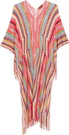 Missoni Gebreide poncho met chevron-streep - Oranje