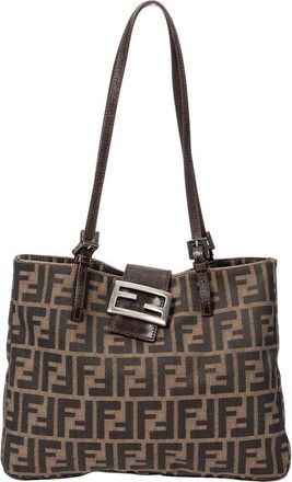 Fendi Brown Zucca Canvas Square Shoulder Tote (Authentic Pre-Loved)