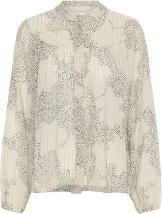 Part Two Overhemden, Dames, Beige, XS, Franse Eik Dot Bloemenprint Blouse