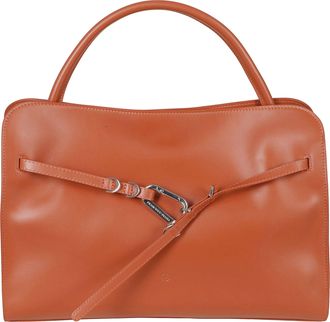 Francesco Biasia Rust Calfskin Handbag With Microsuede Interior And Signature Clasp