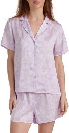 Splendid Satin Notch Collar & Boxer Pajamas in Cloud Floral at Nordstrom Rack, Size X-Small
