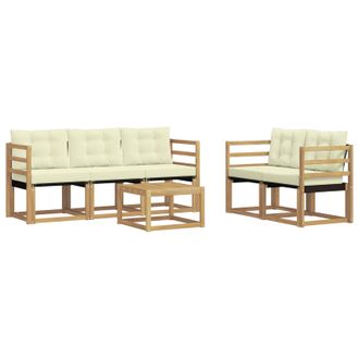 vidaXL Conjunto De Sof&aacute;s De Exterior Con Coj&iacute;n 6 Pcs Blanco Y Crema Vidaxl
