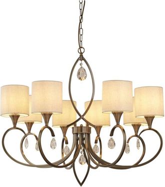 Searchlight Searchlight Alberto 8 Ljus Kristall Med Flera Armar Ljuskrona Krm, Antik Mssingsfinish, E14