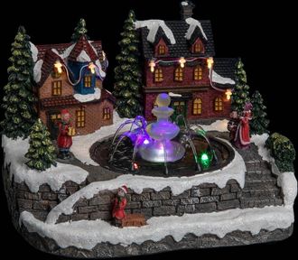 F&eacute;&eacute;ric Lights & Christmas Fuente Del Pueblo Iluminada Con Ni&ntilde;os 10 Led Que Cambian De Color - Atmosphera Cr&eacute;ateur DInt&eacute;rieur