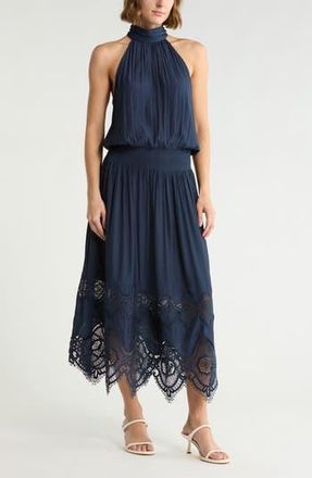 Ramy Brook Elsie Embroidered Border Dress in Navy at Nordstrom Rack, Size X-Small
