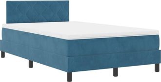 vidaXL Box Spring Bed with Mattress Dark Blue 120 x 190 cm Fabric Vidaxl