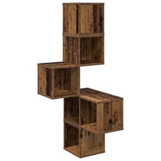 vidaXL Estante De Esquina De Pared Madera Envejecida 48 X 48 X 120 Cm Vidaxl
