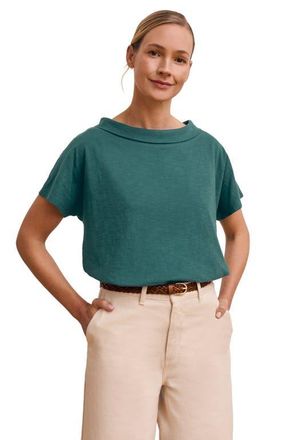 Celtic & Co. Sculpted Boat Neck Relaxed T-Shirt in Teal at Nordstrom, Size 12