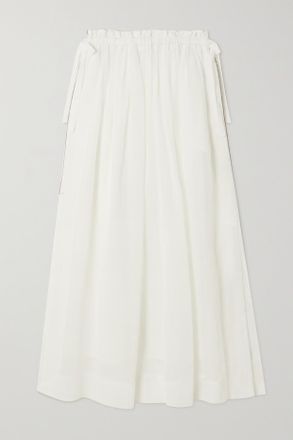Brunello Cucinelli Embellished Cotton-voile Maxi Skirt - Bianco