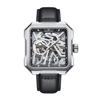 Heritor Campbell 43 mm Leather Strap Skeleton Watch