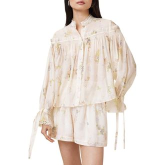AllSaints Delphine Floral Button-Up Top in Laci Ecru White at Nordstrom Rack, Size 6 Us / 10 Uk