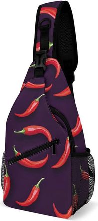 Generic Chili Peppers Mens Print Crossbody Large Sling Backpack Casual Chest Bag Gift for Traveling Hiking Workout