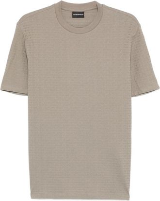 Emporio Armani Jersey T-shirt met all-over jacquard-letters - Heren - T-shirts - Grijs - 2XL - Denim - Tops