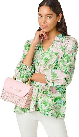 Lilly Pulitzer Lourdes 3/4 Sleeve Cotton Womens Clothing Putting Green Poppyland : XXS, Cotton/Viscose