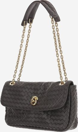 Bottega Veneta Womens Leather Madison Shoulder Bag Brown Lambskin