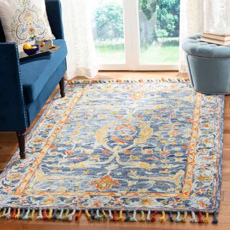 Safavieh Aspen Hand Made Area Rug, Blue / Rust Traditional Style Non-Shedding