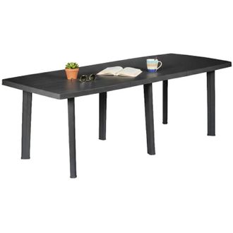 Dmora Tavolo da Esterno Crossley, 10 Posti, Meccanismo Estensione Allunga Centrale Made in Italy, Allungabile, 216x90x72h cm Nero Antracite