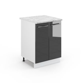 Vicco Mueble Bajo De Cocina Fame-line, Antracita Alto Brillo, 60 Cm, Et M&aacute;rmol