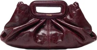 Maje Crackled leather Milpli mini Clutch in Burgundy at Nordstrom, Size Medium