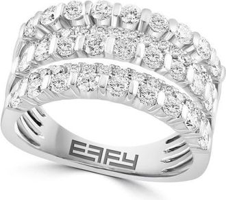 Effy 14K White Gold Diamond Pave Triple Row Band Ring in 14K Gold at Nordstrom, Size 7