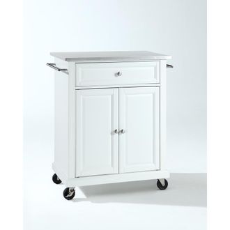 Crosley Furniture Compact Stainless Steel Top Kitchen Cart White/Stainless Steel