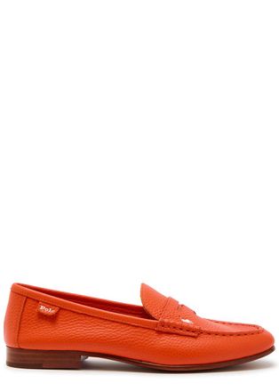 Polo Ralph Lauren Logo Grained Leather Loafers - Orange - 36 (IT36 / UK3)