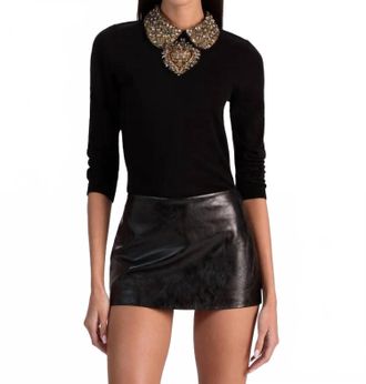 Alice & Olivia Porla Collared Sweater In Black