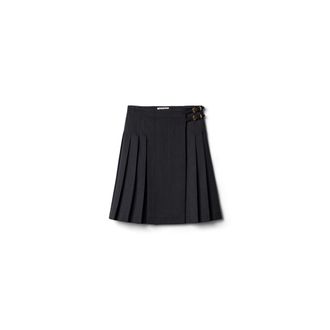 Miu Miu Pleated Twill Skirt, Woman, Anthracite Gray, Size 38