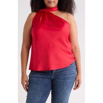 Renee C Scarf Detail One Shoulder Top in Red at Nordstrom Rack, Size 1X