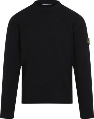 Stone Island Black Sweater With Crew Neckline
