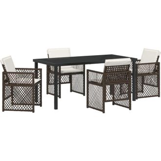 vidaXL Vidaxl - Conjunto De Comedor De Jard&iacute;n 5 Pcs Marr&oacute;n Rat&aacute;n Sint&eacute;tico