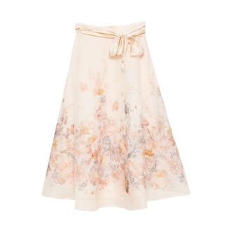 Zimmermann Rokken, Dames, Beige, M, Linnen, Ascent Linnen en Zijde Midi Rok
