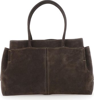 Tod's Womens Shoulder Bag With Leather Handles, Brown Calfskin