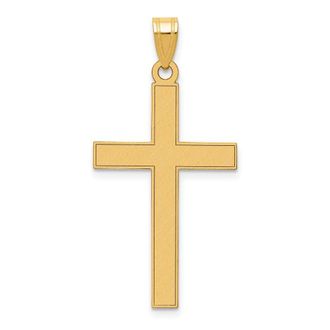 Diamond2Deal 14k Yellow Gold Florentine Satin Cross Pendant