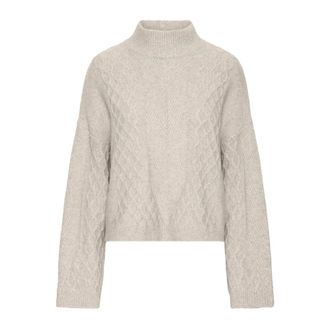 Ichi Ihmylle LS6 Strik - Dames - Coltruien - Beige - L - Leer - Truien & Vesten