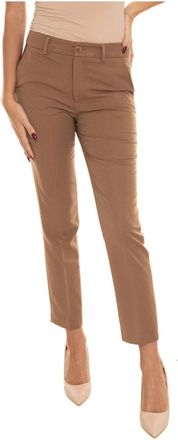 Liu Jo Chino broek met rechte pijpen en zakken - Dames - Slim Fit Broeken - Bruin - 2XL - Polyester - Broeken