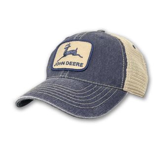John Deere Stone Washed 6 Panel Mesh Hat, Navy