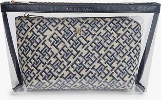 Tommy Hilfiger Womens Monogram Toiletry Bag 2-Pack Set - Blue Mono