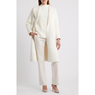 Anne Klein Wing Collar Sweater Coat in White Dove Heather at Nordstrom, Size X-Small P