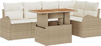 vidaXL Vidaxl - Conjunto De Sof&aacute; De Jard&iacute;n 6 Pcs Beige Y Crema 100 X 55 X 73 Cm