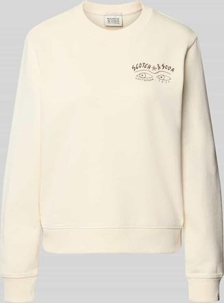 Scotch & Soda Sweatshirt mit Label-Print und Rundhalsausschnitt in Beige, Gr&ouml;&szlig;e XL
