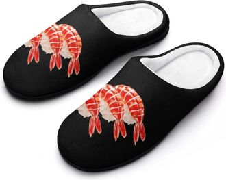 Generic Sushi1 Shrimp Funny Mens Cotton Slippers Soft Non-Slip Rubber Sole House Slipper Indoor Outdoor