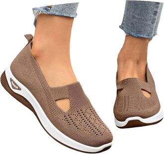 Generic Ladies Trainers Sneakers Wide Fit Shoes Womens Slip-Ins Orthopedic Walking Shoes for Women Woven Orthopedic Breathable Soft Sneaker Non-Slip Arch Supp