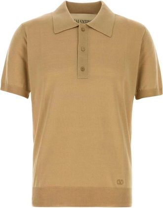 Valentino Garavani Wollen polo met VLogo-borduursel - Heren - Polos - Bruin - S - Wol - Tops