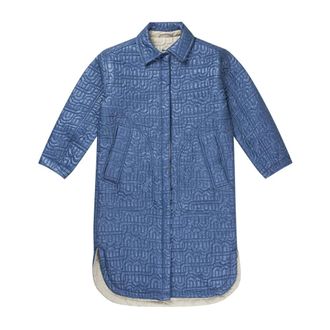 Munthe Jassen, Dames, Blauw, S, Polyester, Omkeerbaar Gewatteerd Jack met Overhemdkraag