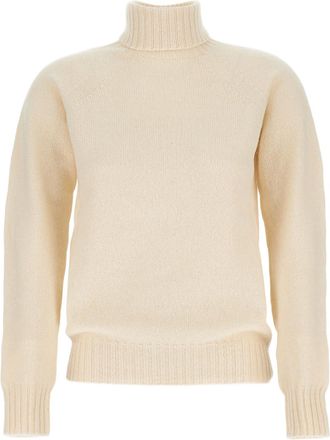 Drumohr Flat-Knit Wool Turtleneck Sweater with Wide Ribbed Finishes