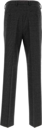 Prada Mens Houndstooth Wool Trousers Gray